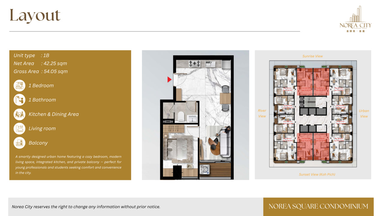 1 Bedroom • Type 1B