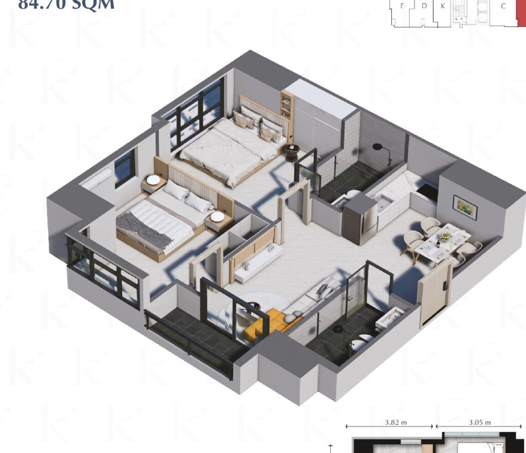 2 Bedroom – Type A floor plan 1