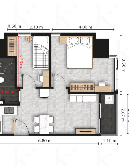 2 Bedroom – Type B floor plan 2
