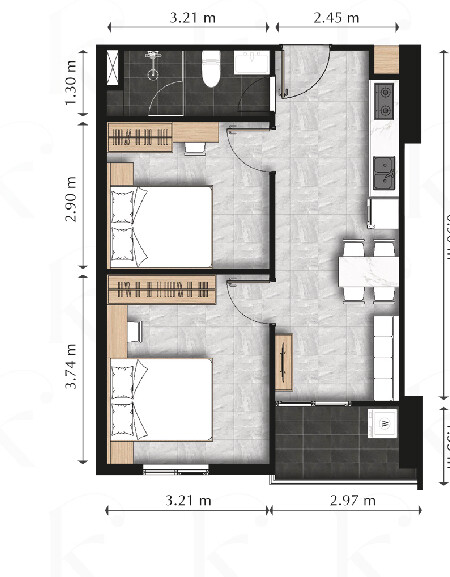 2 Bedroom – Type C floor plan 2