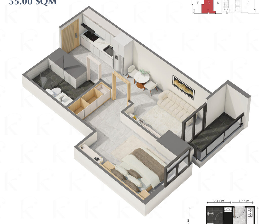 1 Bedroom – Type D